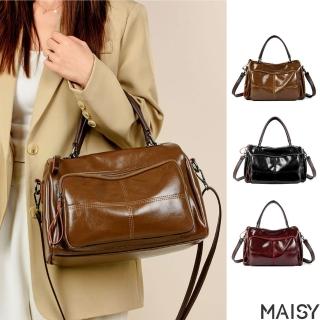 【MAISY】耐用休閒大容量波士頓包 手提包 肩揹包(紅色／咖啡色／黑色)