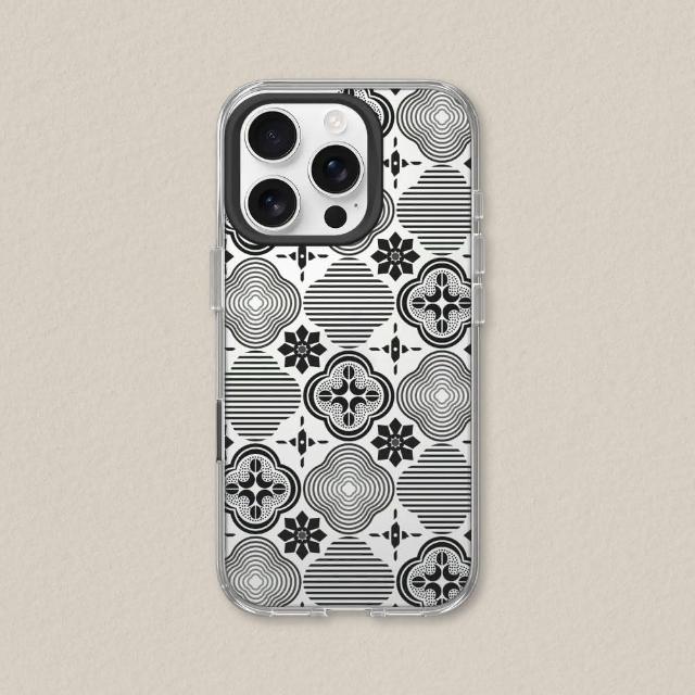 【RHINOSHIELD 犀牛盾】iPhone 14系列 Clear透明防摔手機殼/壓花玻璃-黑色海棠(老屋顏)