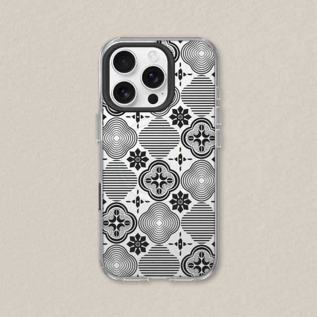 【RHINOSHIELD 犀牛盾】iPhone 16系列 Clear MagSafe兼容 磁吸透明手機殼/壓花玻璃-黑色海棠(老屋顏)