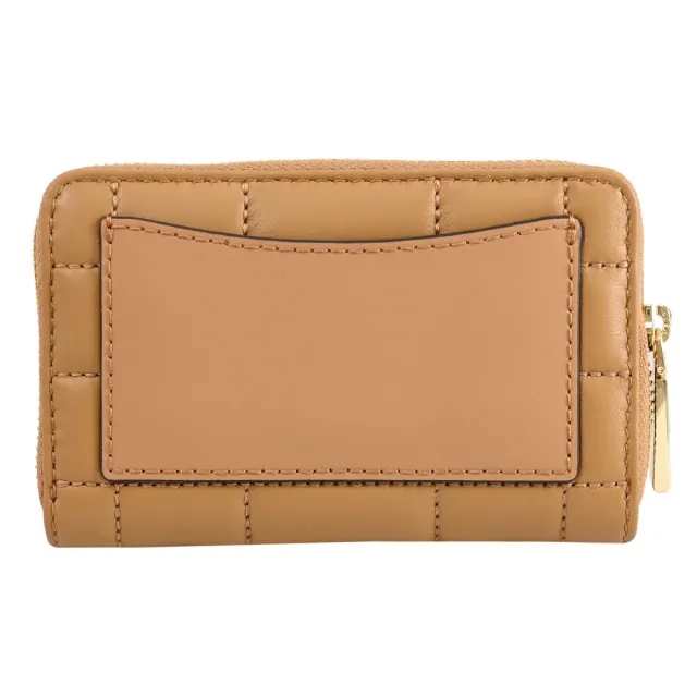 【Michael Kors】簡約金屬車線格紋信用卡證件名片零錢包(棕色)