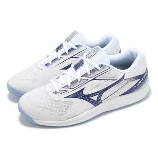 【MIZUNO 美津濃】排球鞋 Cyclone Speed 5 男鞋 白 藍 羽排鞋 室內運動 緩震 美津濃(V1GA2580-11)