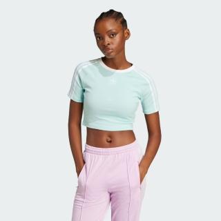 【adidas 愛迪達】短袖上衣 女 三葉草 亞規 3 S BABY TEE 藍綠 JD0306