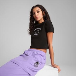 【PUMA】短袖上衣 女 短版 歐規 X HELLO KITTY 黑 63161301