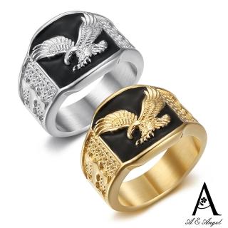 【ANGEL】嘻哈老鷹霸氣飛翔中性潮流不鏽鋼戒指(2色戒圍可選)