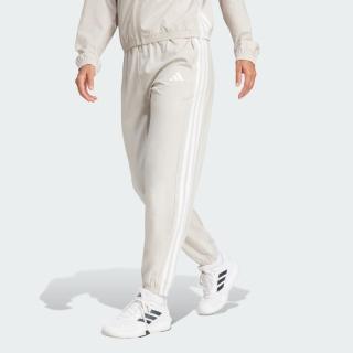 【adidas 愛迪達】長褲 女 運動褲 亞規 WE 3S WOVEN PT 米白 JD6522