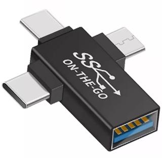 【Bill Case】高階三合一 Type C Lightning Micro USB 迷你OTG轉接頭 酷黑(支援iPhone15 16全新系列)