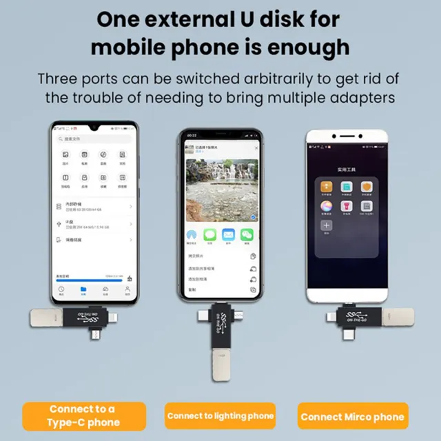 【Bill Case】高階三合一 Type C Lightning Micro USB 迷你OTG轉接頭  酷黑(支持iPhone15 16全新系列)