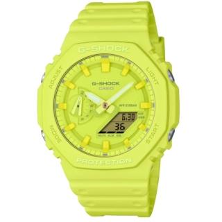 【CASIO 卡西歐】G-SHOCK 單色美學 霓光黃色彩 電子雙顯錶(GA-2100-9A9)