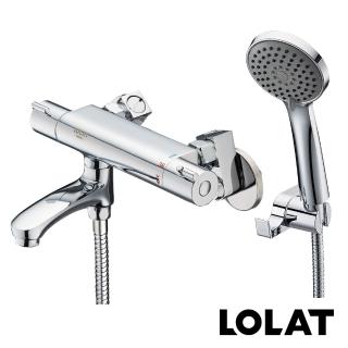 【LOLAT 羅力】一指切換智慧恆溫小淋浴水龍頭/附HS330含管+兩用掛座OP150(STN2265H)