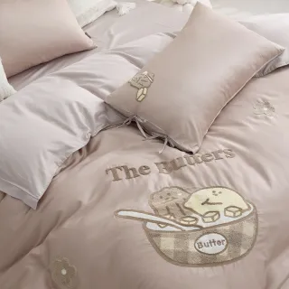 【DON】沐光長絨棉兩用被床包組雙人-奶油家族聯名系列--餅乾濃湯