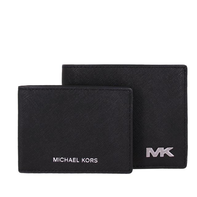 【Michael Kors】RIVINGTON系列 男士 防刮皮革多卡鈔票層 短夾 / 附ID夾(經典黑)