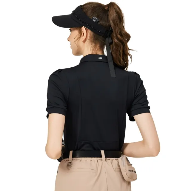【BLKTEE GOLF】拉鍊翻領女短袖上衣-黑.墨綠(高爾夫短袖上衣 golf球衫)