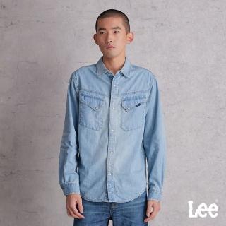 【Lee 官方旗艦】男裝 牛仔長袖襯衫 / 胸前雙口袋 淺藍洗水 舒適版型 / 101+系列(LB508001311)