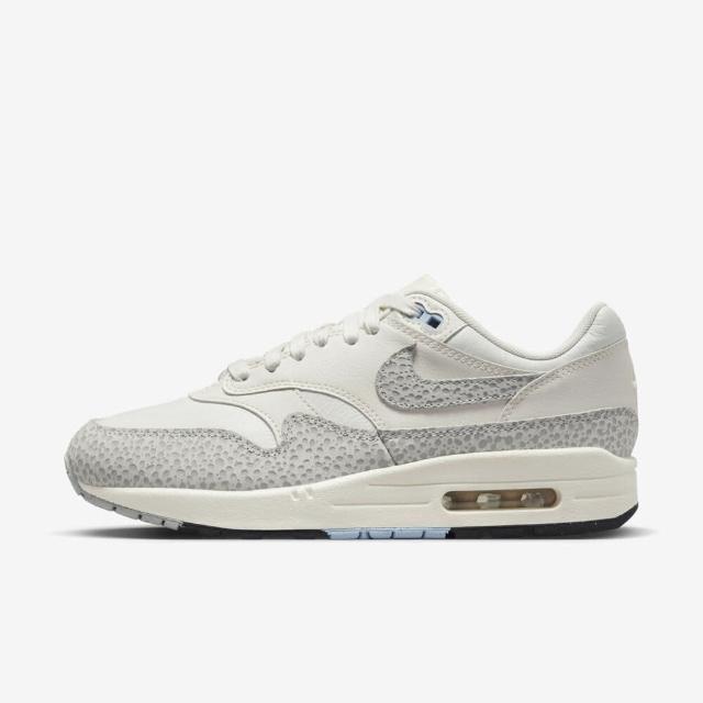 【NIKE 耐吉】Air Max 1 女 運動休閒鞋 氣墊 緩震 蟾蜍紋 白灰(FB5059-100)