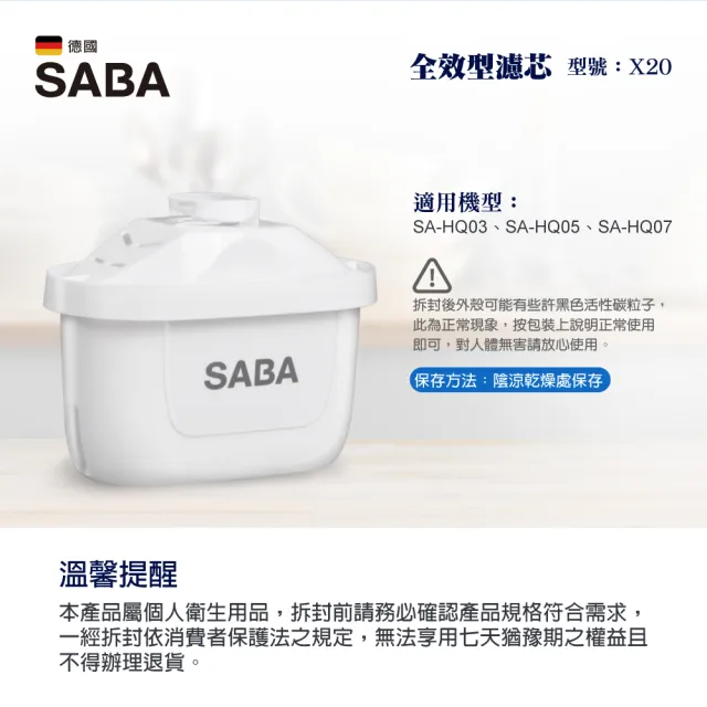 【SABA】全效型濾心1入 適用HQ03、HQ05、HQ07、HQ09、HQ10