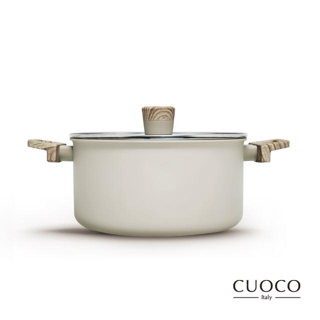 【CUOCO】北歐系列暖白仙子IH超級陶瓷不沾湯鍋24cm(附蓋)