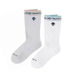 【DESCENTE】迪桑特 中性 國家隊運動襪 緩震中筒襪(灰色/白色)