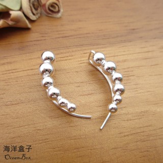 【海洋盒子】一體成形排列立體圓球925純銀耳環(垂墜耳環)