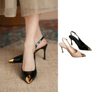 【JP Queen New York】歐美漆皮後空金屬尖頭細高跟涼鞋(10款可選)
