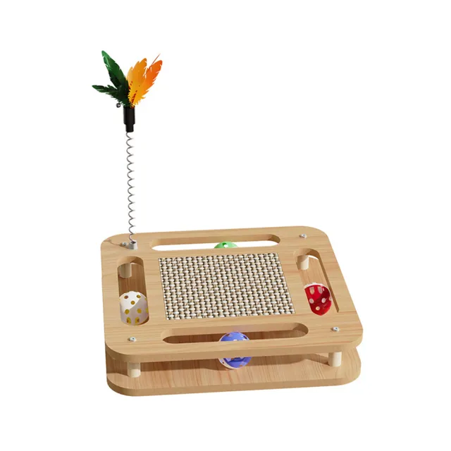 【寵物愛家】貓用品  貓咪玩具抓板直立式耐磨不掉屑幼貓咪抓柱轉盤麻繩抓板鈴鐺球寵物用品