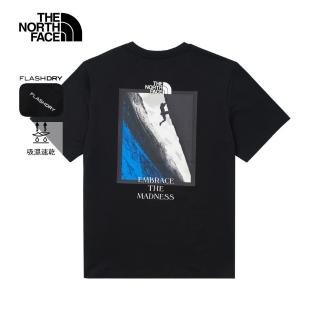 【The North Face 官方旗艦】北面男款黑色吸濕排汗短袖T恤｜8D7BJK3(排汗衫)