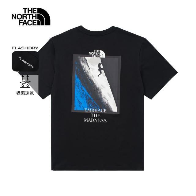 【The North Face】北面男款黑色吸濕排汗短袖T恤｜8D7BJK3(排汗衫)