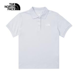 【The North Face 官方旗艦】北面女款灰色舒適透氣短袖POLO衫｜8BWT0TI