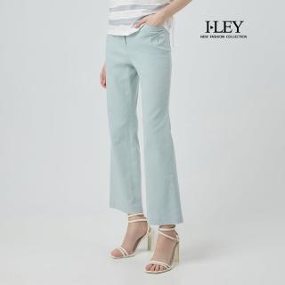 【ILEY 伊蕾】素雅棉質小直筒褲(淺藍；M-XL；1252026462)