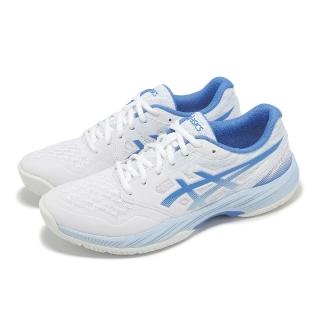 【asics 亞瑟士】羽球鞋 GEL-Court Hunter 3 女鞋 白 藍 緩衝 室內運動 羽排鞋 亞瑟士(1072A122100)