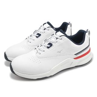 【MIZUNO 美津濃】高爾夫球鞋 Hazard Enerzy 4E 男鞋 超寬楦 白 藍 旋鈕 緩衝 美津濃(51GQ2502-01)