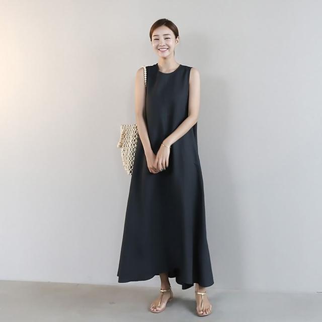 【米蘭精品】現貨+預購 洋裝無袖連身裙(寬鬆棉麻休閒長裙女裙子74kf61)