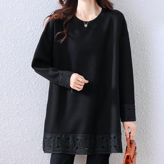 【麗質達人】503黑色長袖上衣-LY(L-5XL)