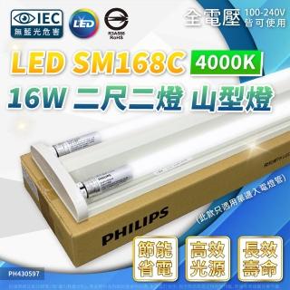 【Philips 飛利浦】SM168C LED 16W 2呎 4000K 自然光 全電壓 山型 吸頂燈 PH430597