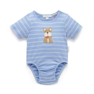 【Purebaby】有機棉嬰兒短袖包屁衣 2款(新生兒 連身衣)