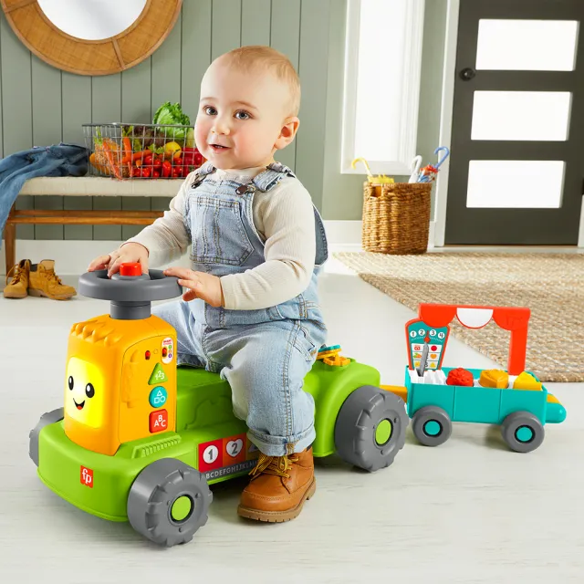 【Fisher price 費雪】農場市集拖拉車(超值2件組/農場市集學步車+拖拉車)