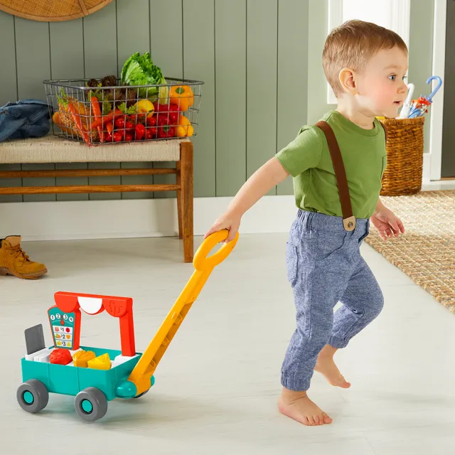 【Fisher price 費雪】農場市集拖拉車(超值2件組/農場市集學步車+拖拉車)