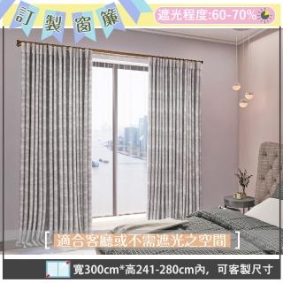 【宜欣居傢飾】大馬士革-立體緹花遮光窗簾-米/淺灰W300*H241-280cm以內(遮光/摺景/落地/窗簾/臺灣製MIT)