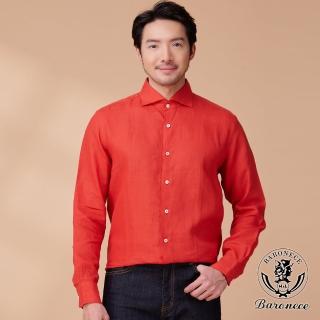 【BARONECE 百諾禮士】日系無印風一字領長袖襯衫 橘紅(330651-14)