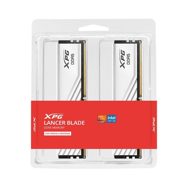 【ADATA 威剛】LANCER BLADE DDR5 5600 16Gx2 桌上型超頻電競記憶體 白色(AX5U5600C4616G-DTLABWH)