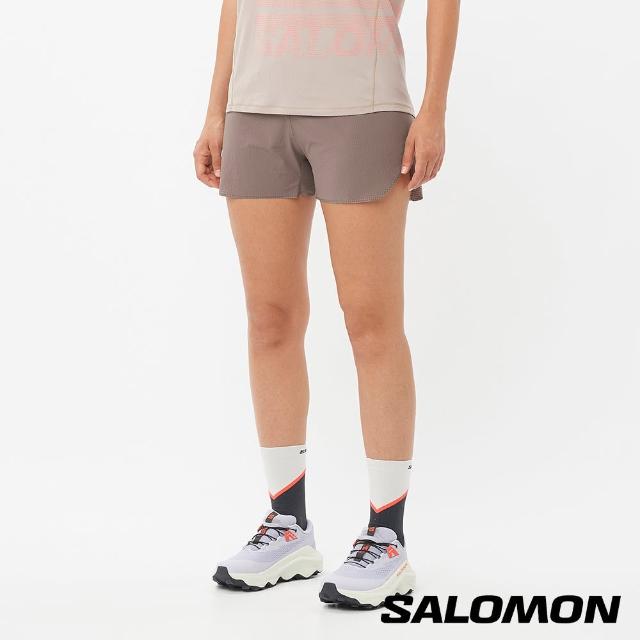 【salomon官方直營】女 SENSE AERO 運動短褲3吋(鋼鐵灰)