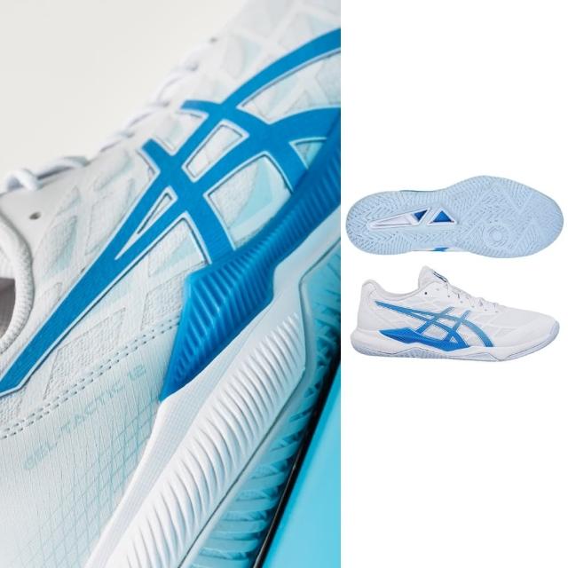 【asics 亞瑟士】GEL-TACTIC 12 2E 男款 寬楦 排球鞋(1073A071-103 白 藍 海岸  亞瑟膠 室內球場鞋)