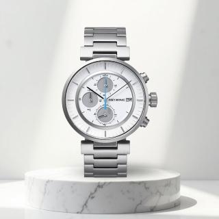 【ISSEY MIYAKE 三宅一生】W系列強勁計時腕錶 男錶 女錶 手 白43mm錶(VK67-0010S.SILAY007Y)