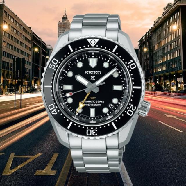 【SEIKO 精工】三日鍊黑水鬼GMT潛水機械錶/黑色42mm(SPB383J1/6R54-00D0D)