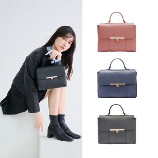 【Premium Authentic】PA．Quad金屬扣兩用方包-多色任選(PA 真皮 手提包 情人節禮物 斜揹包 側揹包)