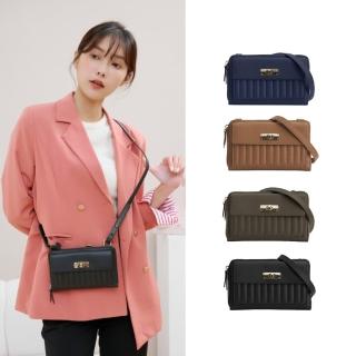 【Premium Authentic】PA．Puffy真皮條紋車線轉鎖斜揹包-多色任選(PA 真皮 轉鎖包 斜揹包 情人節禮物)