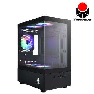 【Superchannel 視博通】LEX100M M-ATX 海景房 電腦機殼(黑色)