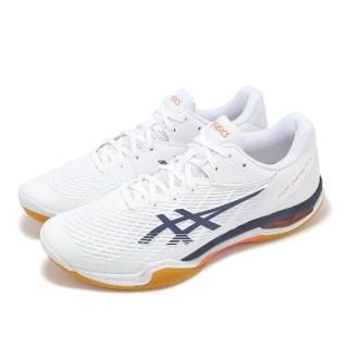 【asics 亞瑟士】羽球鞋 Court Control FF 3 男鞋 室內運動 白 深藍 支撐 羽排鞋 膠底 亞瑟士(1071A087100)