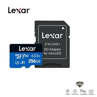 【Lexar 雷克沙】[全新版] 256GB 高速效能 633x microSDXC UHS-I A1 V30 記憶卡(附SD轉卡 10年有限保固)