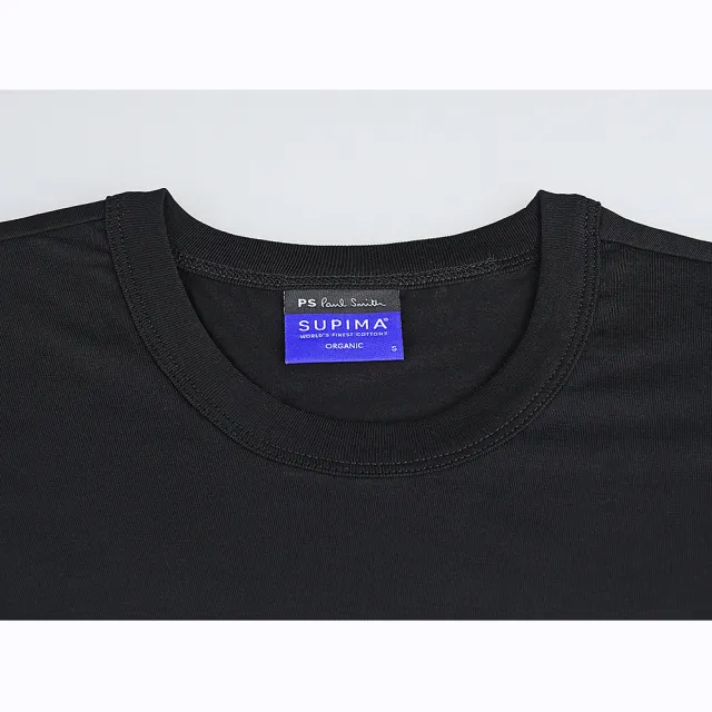 【Paul Smith】PAUL SMITH領口內簽名LOGO純棉紫藍斑馬圖圓領短袖T恤(男款/黑)