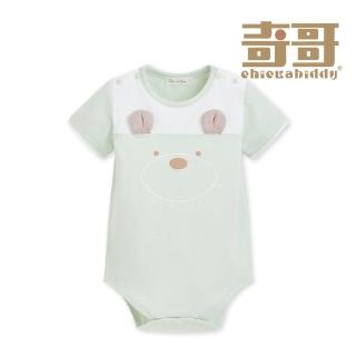 【奇哥】Chic a Bon 男童裝 小蹦熊立體熊耳側開短袖連身衣/包屁衣/兔裝(6-24個月)